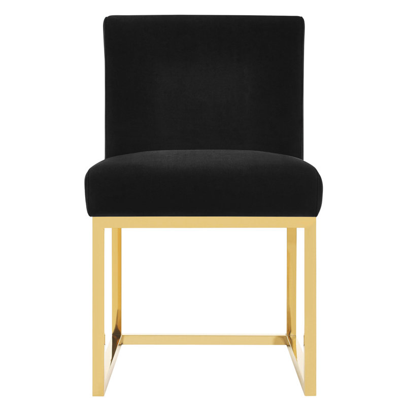 18.7" W Velvet Side Chair, Velours noir