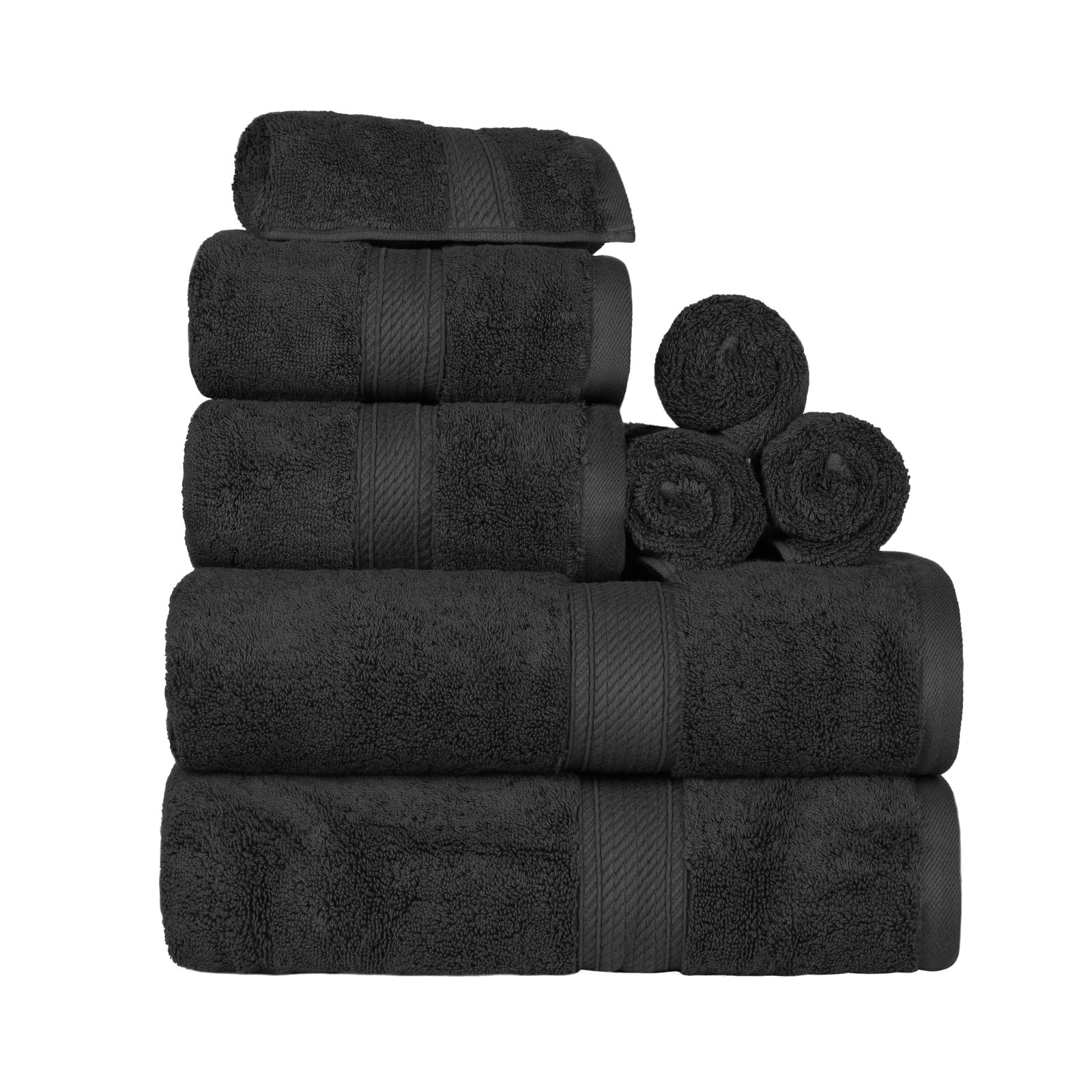 Renata 8-Piece Egyptian Cotton Towel Set, Black
