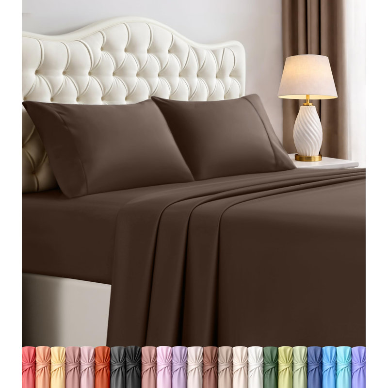 Ensemble de draps 4 pièces Utopia Bedding, Lit double, Brun