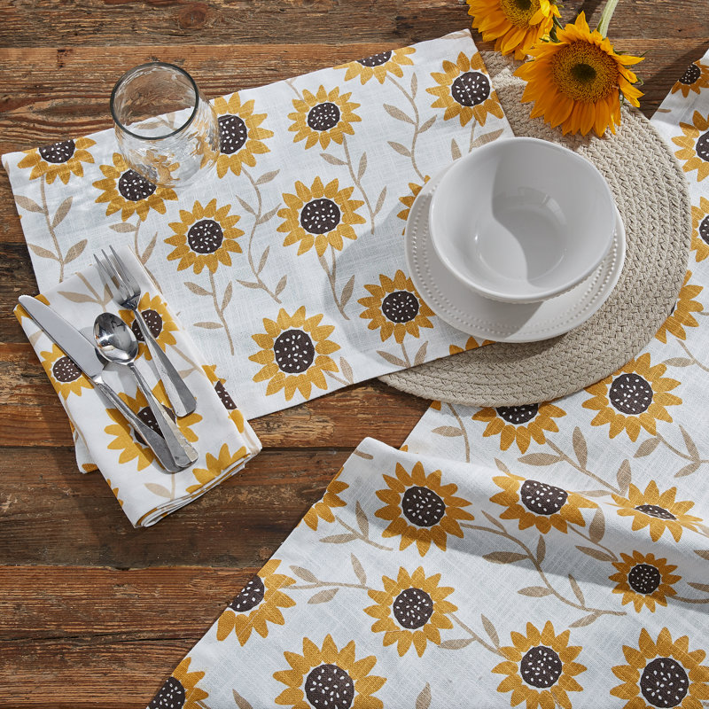 Sunflower Print Table Runner 15", 54" L x 15" W