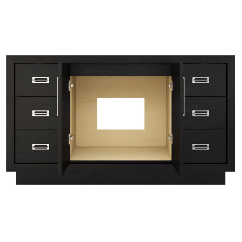 Avalon Single Extra Wide Bath Vanity, Classic Black, Polished Chrome, 60"