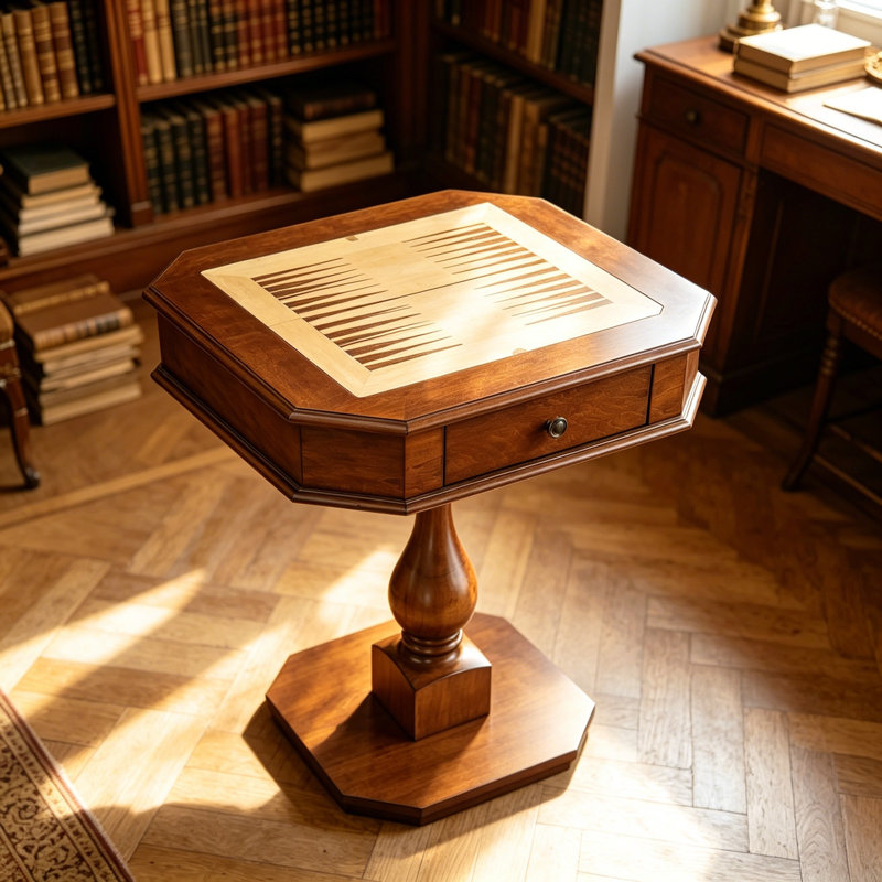 Table de jeu d'échecs réversible en cerisier avec plateau de jeu Bishop (fini d'échecs non inclus)