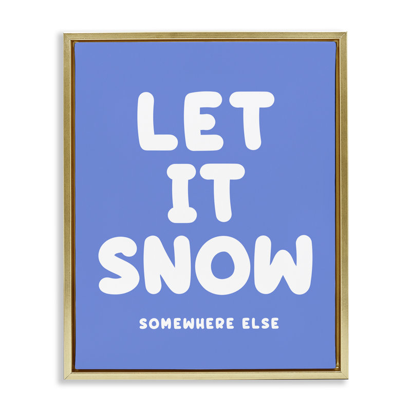 «Snow Somewhere Else Else Floater», art mural sur toile par House of Lulu, H 21 po x l 17 po, Cadre flottant métallique doré