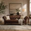 Canapé en cuir 88,5 pouces Chesterfield