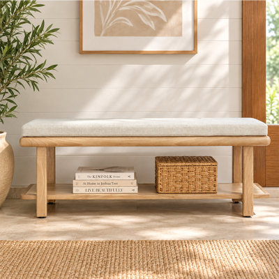 Banc de rangement en bois massif Noah