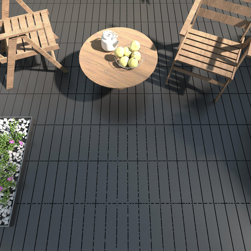 1 ft. X 1 ft. Outdoor Plastic Interlocking Deck Tile in Gray, Gray