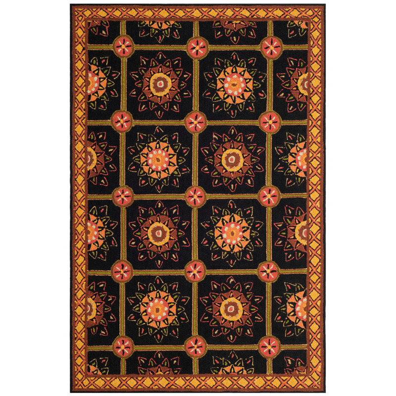 Michiko Hand Hooked Performance Geometric Rug, Rectangle 4' x 6'