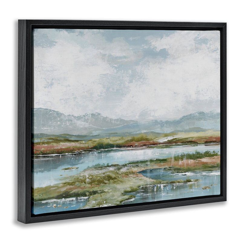 «Modern Paint Landscape», art mural encadré sur toile flottante par Max Maxx, Cadre flottant noir de jais, H 25 po x l 31 po