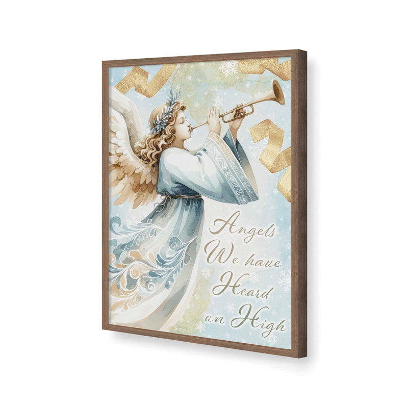 «Angels We Have Heard on High» par Nicole DeCamp, reproduction d'art, Brun, L 36 x H 48, Impression encadrée