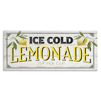 Vintage Beverage Stand Sign Ice Cold Lemonade by Jennifer Pugh - Graphic Art Print -  Stupell Industries, ab-262_cn_13x30
