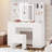 Kimrey Vanity Desk with Llight Sliding Mirror and 7 Drawers,  Makeup Vanity Table Set for Bedroom-435942611