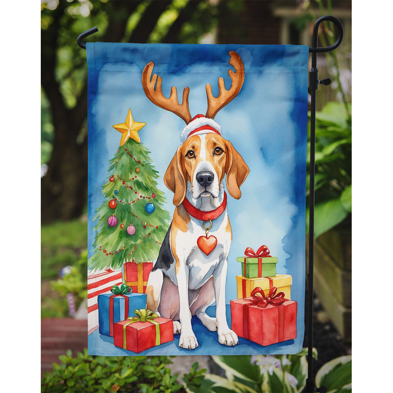 Drapeau de Noël renne de jardin, Foxhound anglais