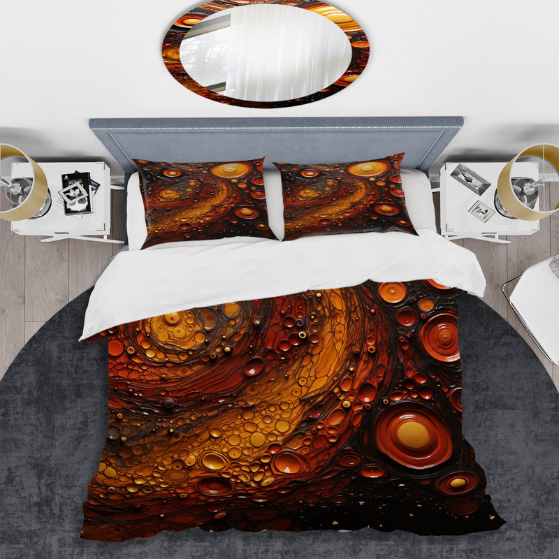 Ensemble de housse de couette Volcanic Fusion Swirl 2 - Tachisme, Housse de couette pour grand lit et 2 taies décor