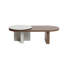 47.2'' Modern Travertine-Style Coffee Table, Oval Walnut Finish Geometric Coffee Table
