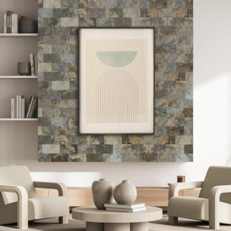 4 carreaux de mur dosseret en ardoise beige et brun 4 pièces, carrelage adhésif en faux PVC 3 po x 6 po pour cuisine, salle de bain, buanderie, camping-car, foyer