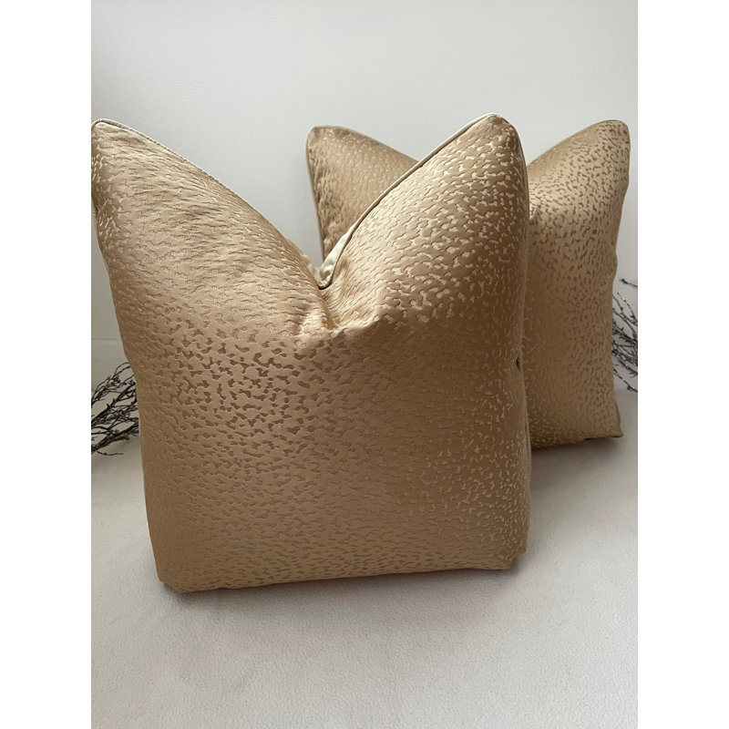 Abstract Cream Square Cushion Cover, Gold