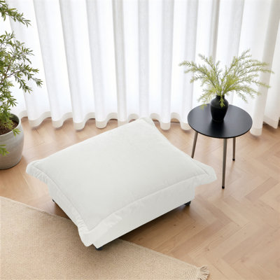 Plush Upholstered Chenille Ottoman Bench – Cloud Cushion Footrest with Oversized Soft Top by Ebern Designs