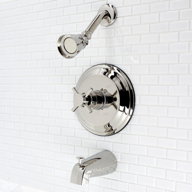 Kingston Brass Concord Single-Handle Pressure Balanced Tub and Shower Faucet, Polished Nickel