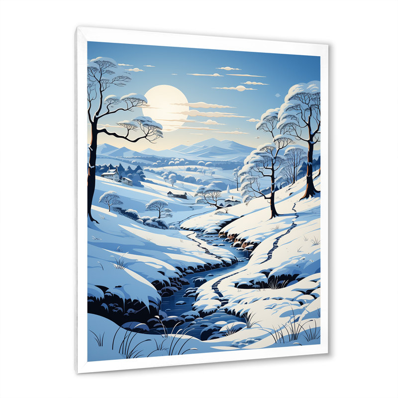 Neige hivernale solitude - impression, H 32 po x l 16 po x P 1 po, Cadre photo blanc