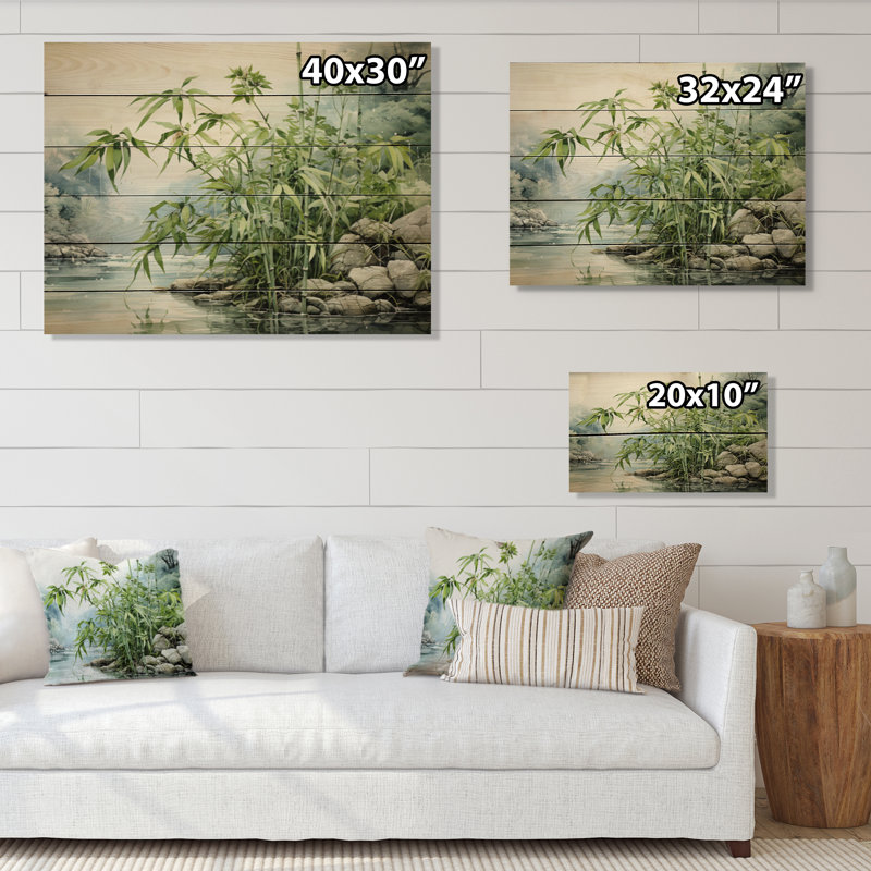 Larbi China Art Bamboo Serenity sur impression sur bois, H 10 po x l 20 po x P 0,78 po