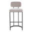 Tabouret de bar à hauteur fixe en métal noir et tissu gris clair - ensemble de 2-266201409-266201410
