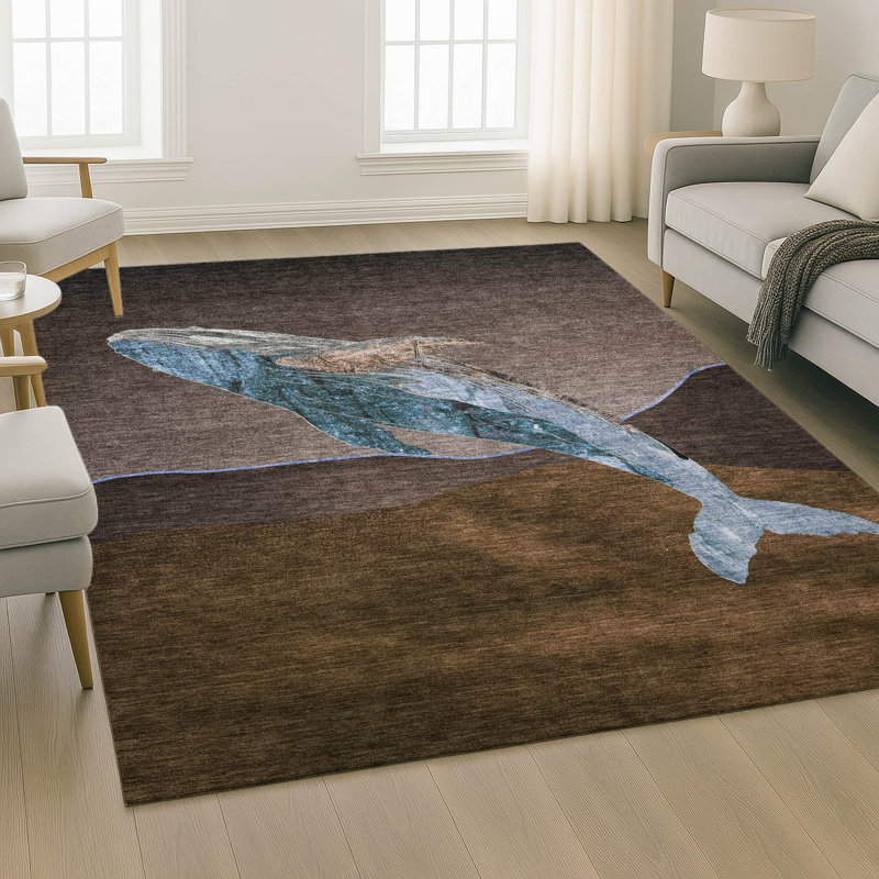 Premium Machine Washable Mayfield AMF2078 Coastal Rug, 8' x 10', Brown