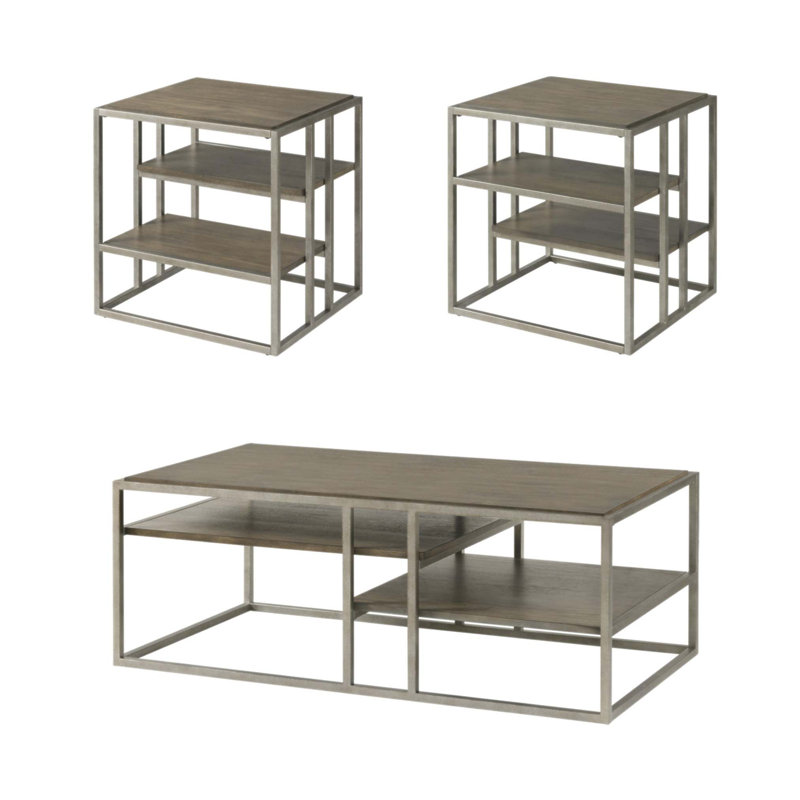 Ensemble de table basse et de table de bout en bois 3 pièces Padena