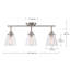Éclairage sur rail 3 lumières, nickel brossé, abat-jour en verre transparent, argent, ampoule non incluse