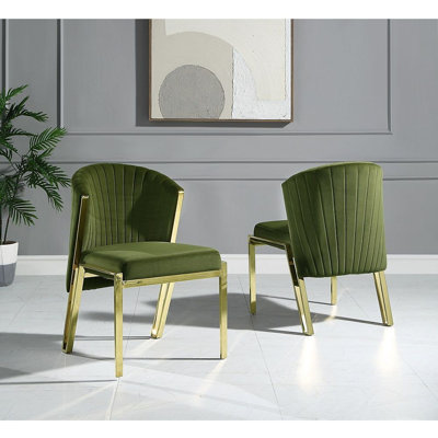 Ensemble de 2 chaises de salle à manger Maycol, 23 po, acier doré miroir