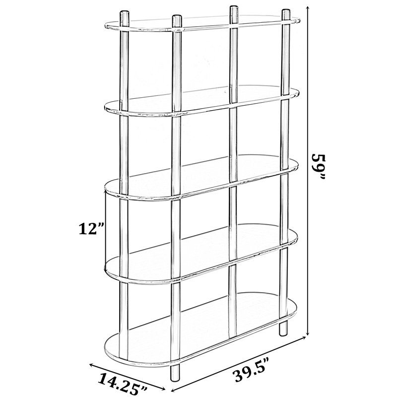 Petrovich 59'' H x 39.5'' W Wood Etagere Bookcase, White