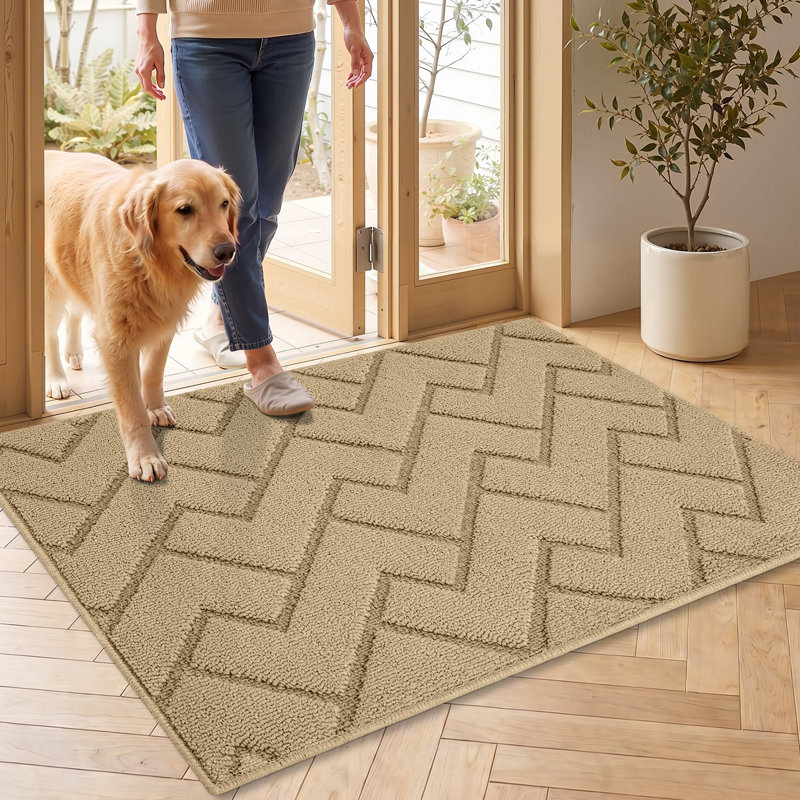 Dirt Trapper Non Slip Backing Washable Door Mat, 35*24, beige