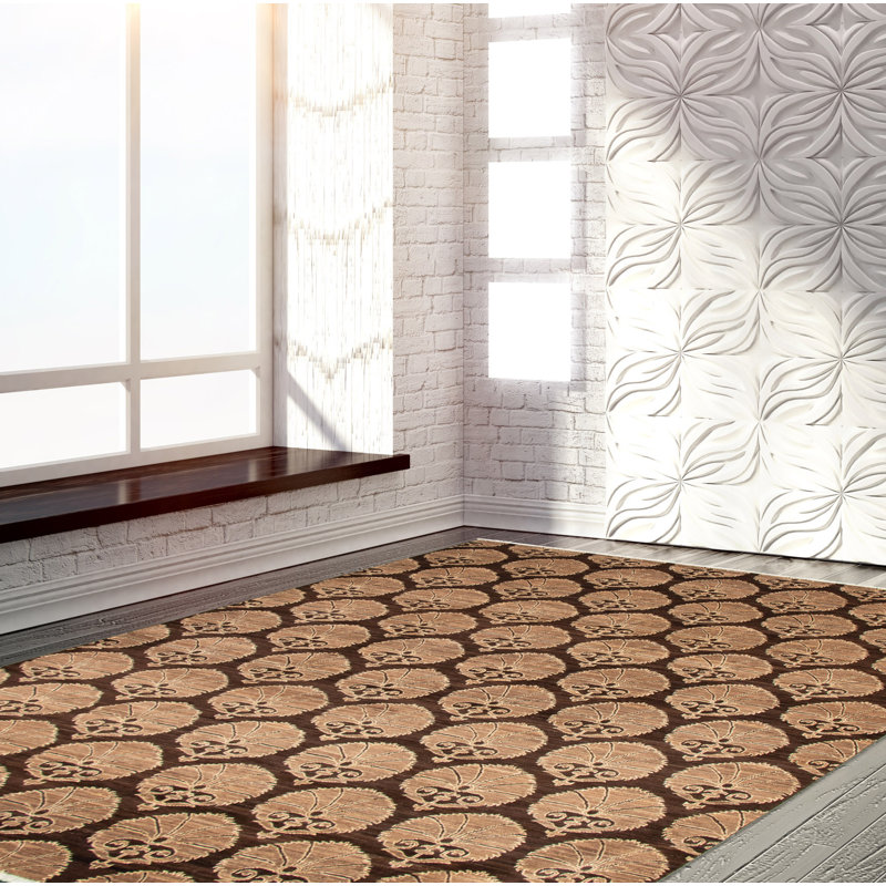 Tapis brun foncé en laine nouée à la main de conception unique 18 pi x 9 pi 6 po nouvel âge 18 / 20ème