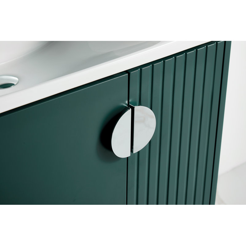 Ensemble de meuble-lavabo simple 30 po Saimah, Chrome poli, Vert