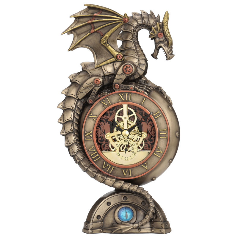 Résine en polyester 10,06 po H Steampunk perchée sur une horloge