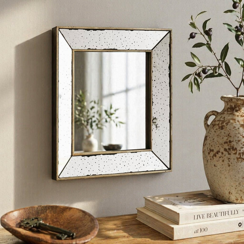 Miroir d'appoint patiné, 18 po x 18 po