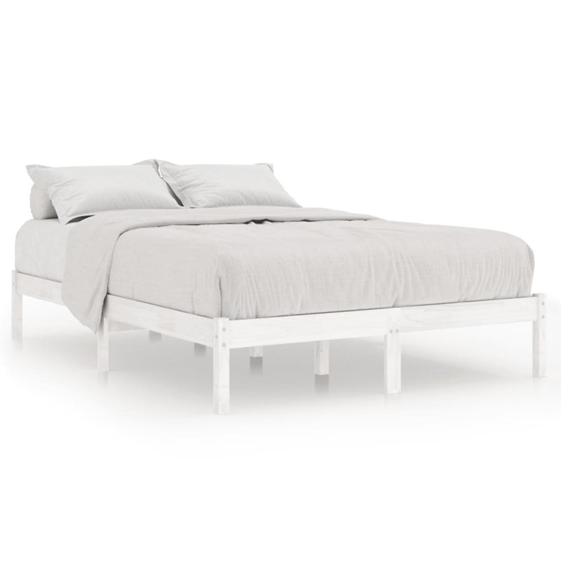 Bed Frame Solid Wood, white, 150 x 200cm