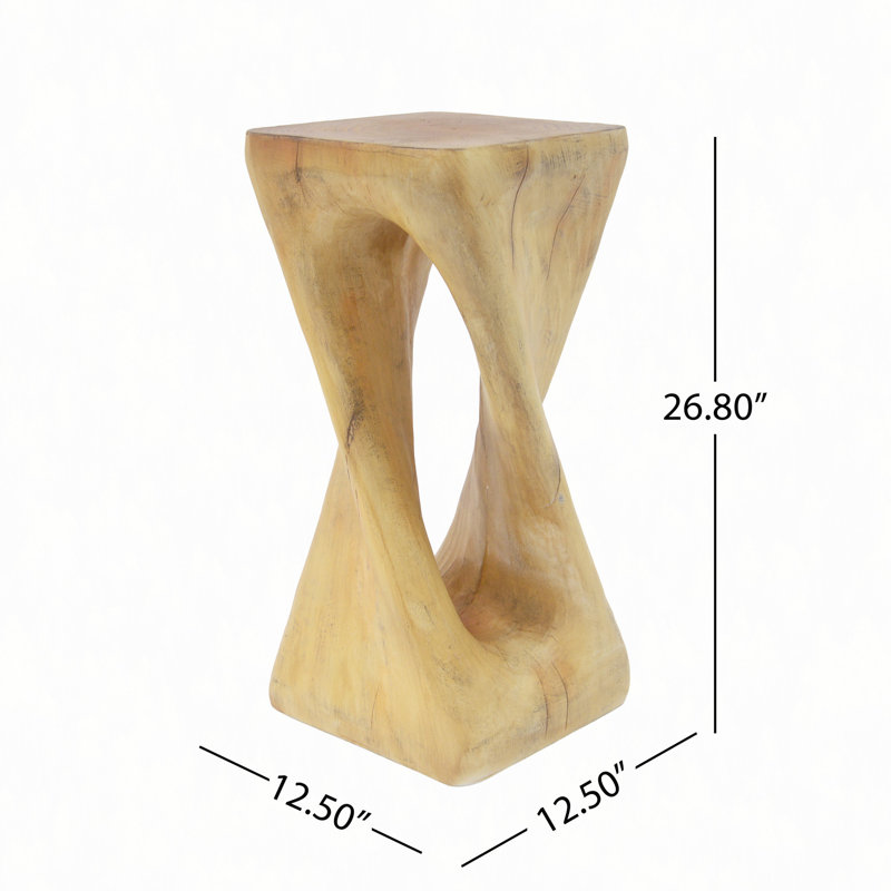 Table d'appoint d'extérieur, table de bout en forme de torsion, table d'appoint décorative, table de tabouret de jardin pour terrasse de balcon, bord de piscine, béton léger, texture semblable au bois
