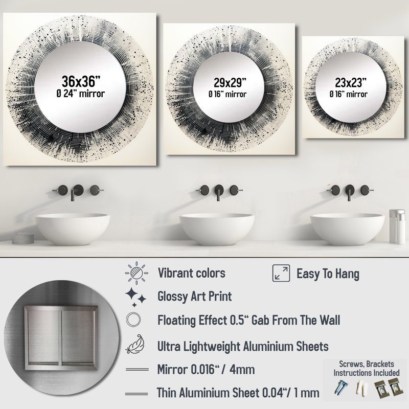 Bellos - Vinyle disque vinyle Serenade III musique grand miroir carré pour décoration murale, 23 po x 23 po
