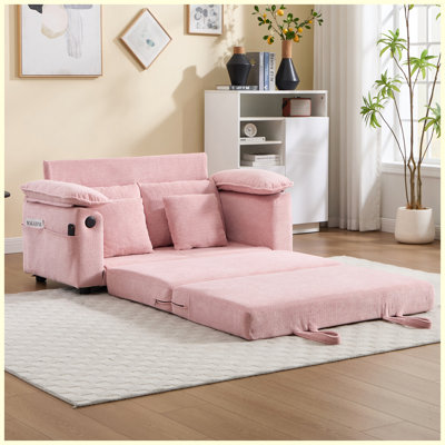 Polyester Blend Convertible Futon Sofa with Tufted Back & Seat, Easy Foldable Sleeper Couch