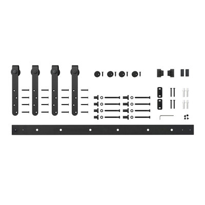 5 ft Black Solid Steel Mini Sliding Rolling Barn Door Hardware Kit for Double Wood Doors -  Architectural Products by Outwater L.L.C., FSDH-STPKT-BK-5-DD