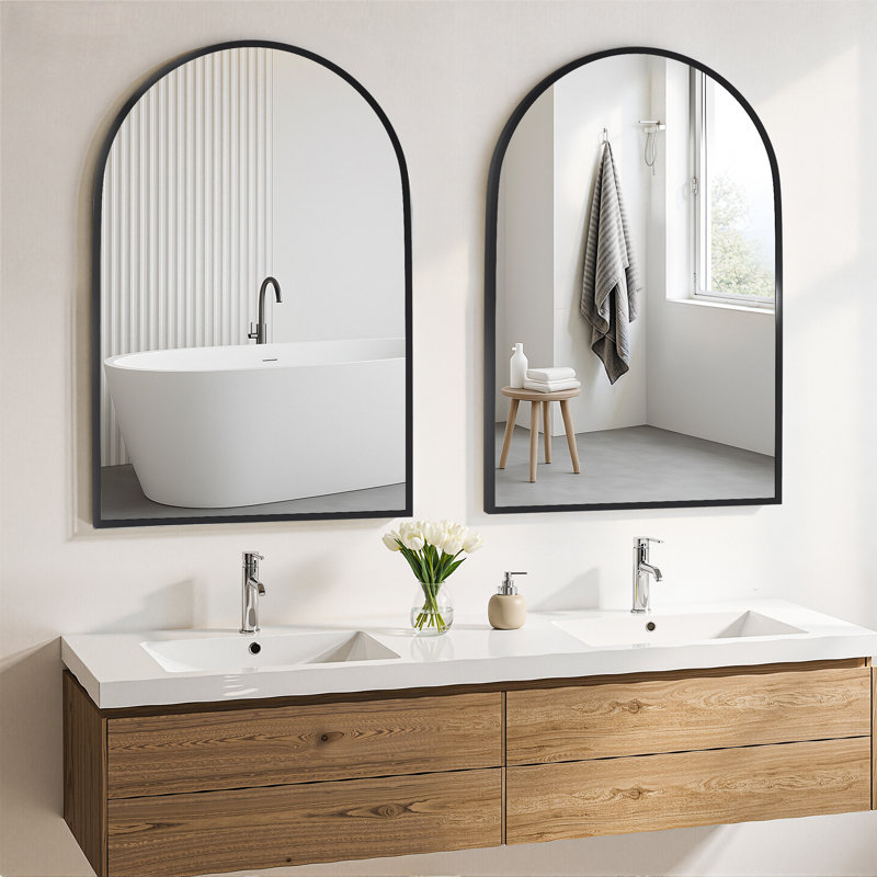 Miroir mural pour salle de bain Carmen, Noir