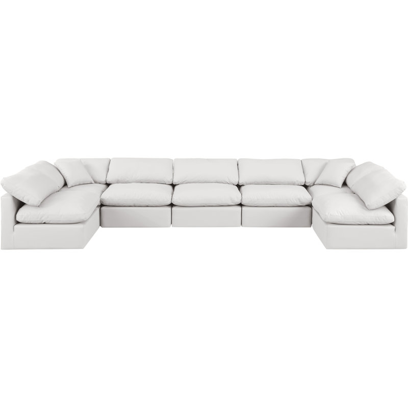 Itala Upholstered U-Shaped Sectional Reversible, Cream Vegan Leather