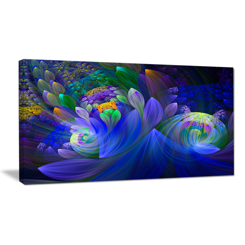 «Blue Fractal Flower Bouquet», impression sur toile tendue, H 16 po x l 32 po x P 1 po