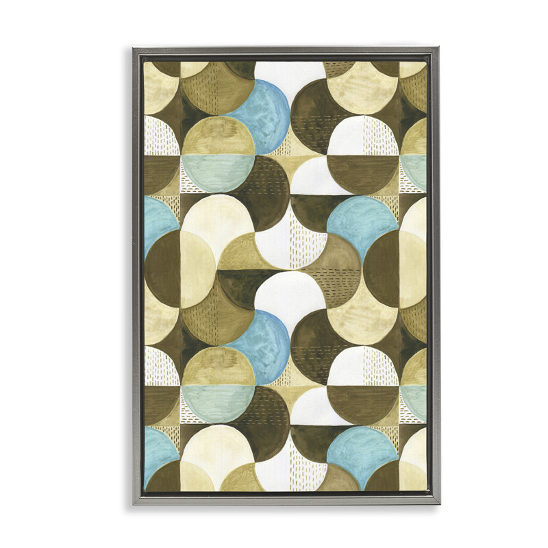 Art mural boho sur toile à motif circulaire par Incado, Cadre flottant gris lustré, H 31 po x l 25 po