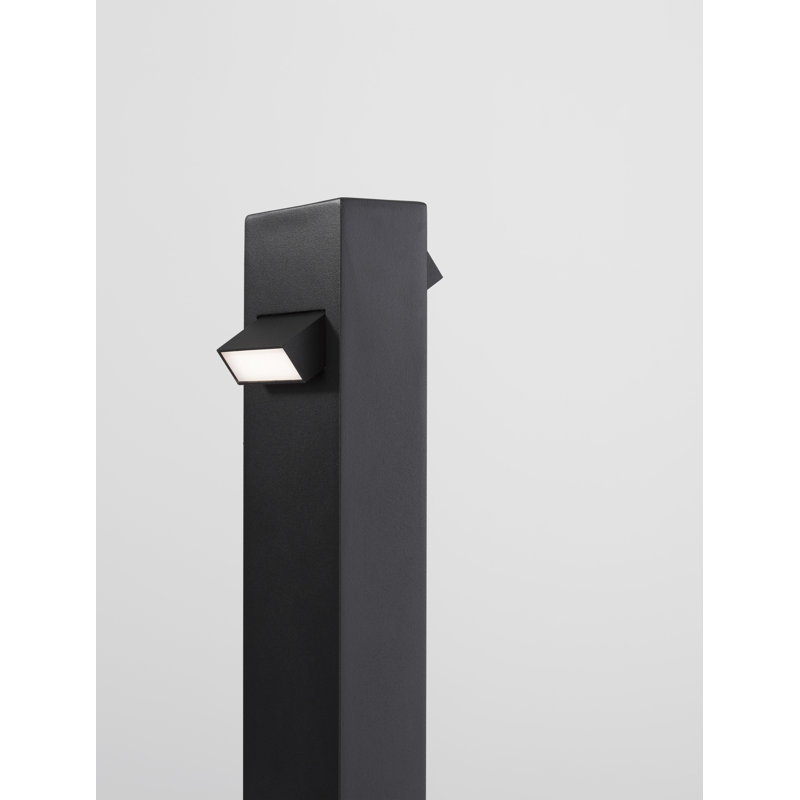 Black Integrated LED Metal Bollard Light, 80cm H x 12cm W x 9.4cm D