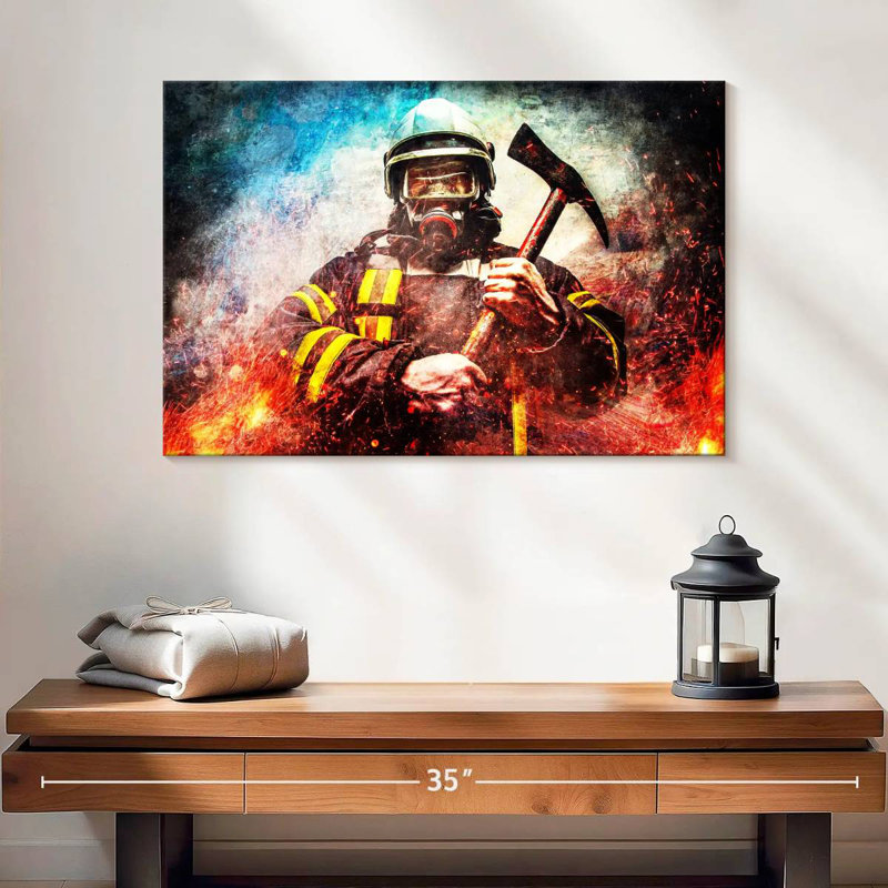 Lelar Masked Firefighter, 16" H x 24" W
