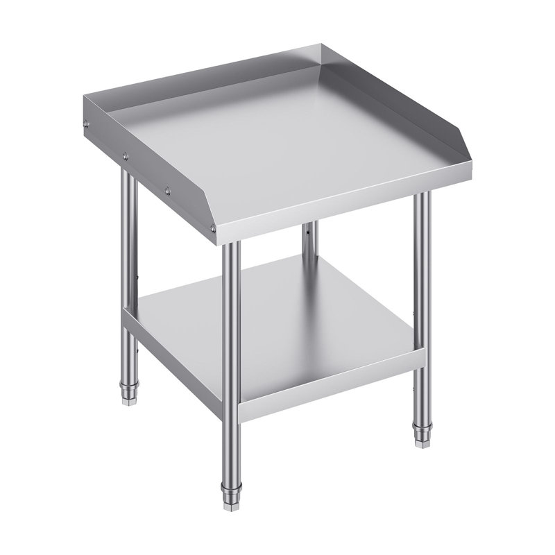 SUS201 Stainless Steel Work Table 24 x 24 Inch 1 Piece Silver with Backsplash