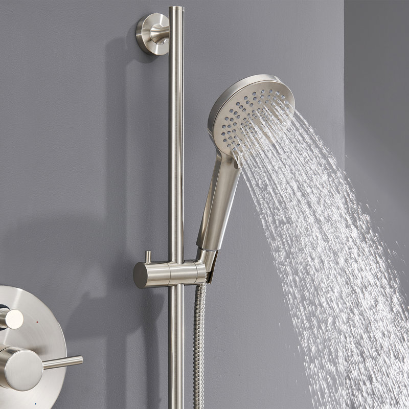 Single-Handle 3-Spray 24 in. Wall Bar Shower Faucet Kit with Hand Shower, Brushed Nickel