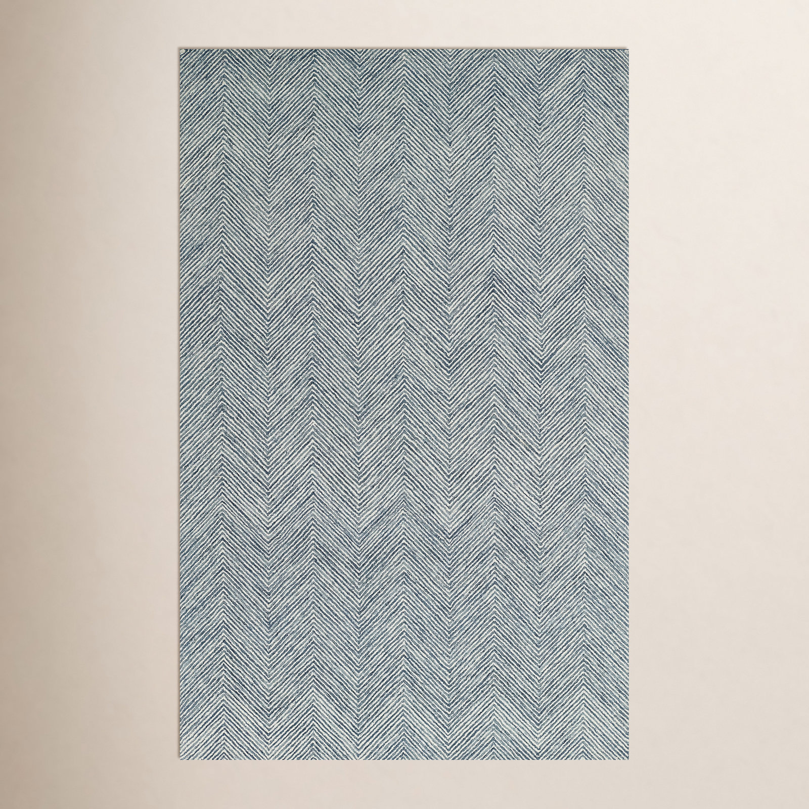 Wheaton Blue Beige Hand-Tufted Wool Rug, Rectangle 2' x 3'
