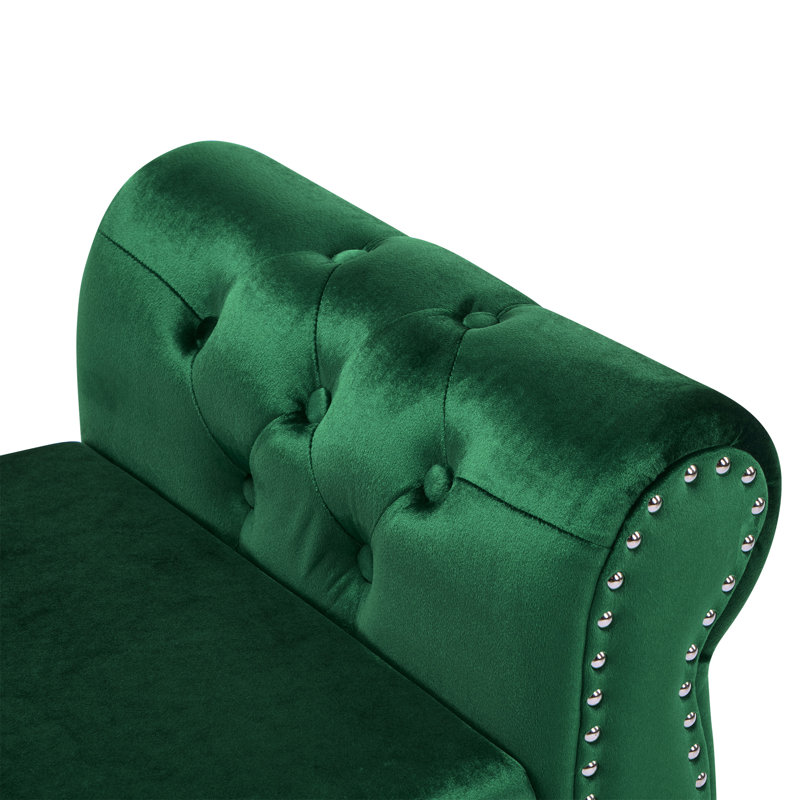 Banc repose-pieds rectangulaire en velours avec rangement et 1 coussin décoratif